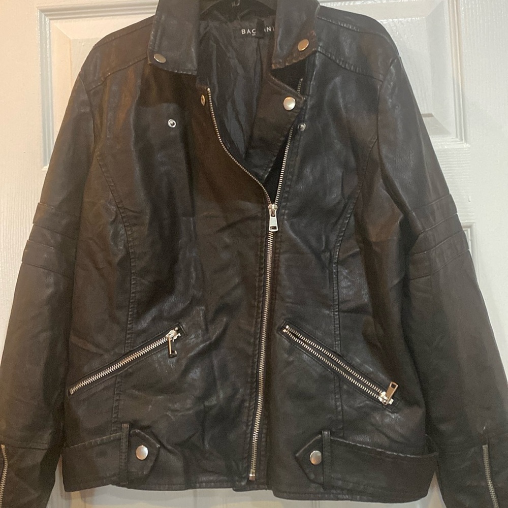 Women’s leather jacket.